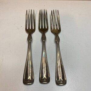 Set Of 3 Antique Gorham Silverplate Luncheon Forks, 1881 Princess Louise